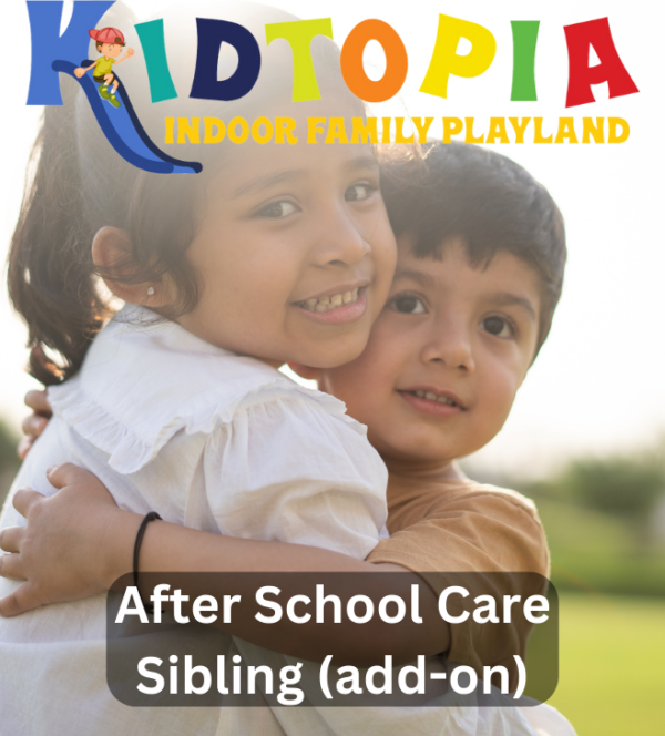 kidtopia sibling add on product. brother and sister hugging